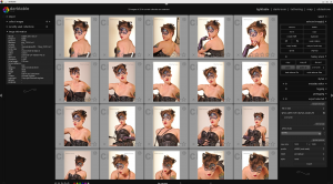 darktable screen shot from my workflow showing photos of a woman in different poses